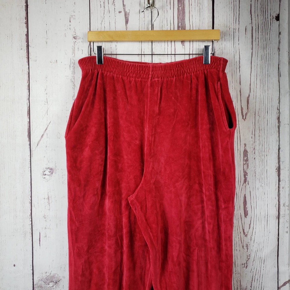 Jason Maxwell Velour Pants Womens Size Large Pull On Stretch Waist Red
